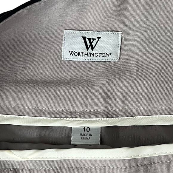 Worthington Size 10 Color Block Black Tan and White Straight Pencil Skirt - Picture 6 of 8